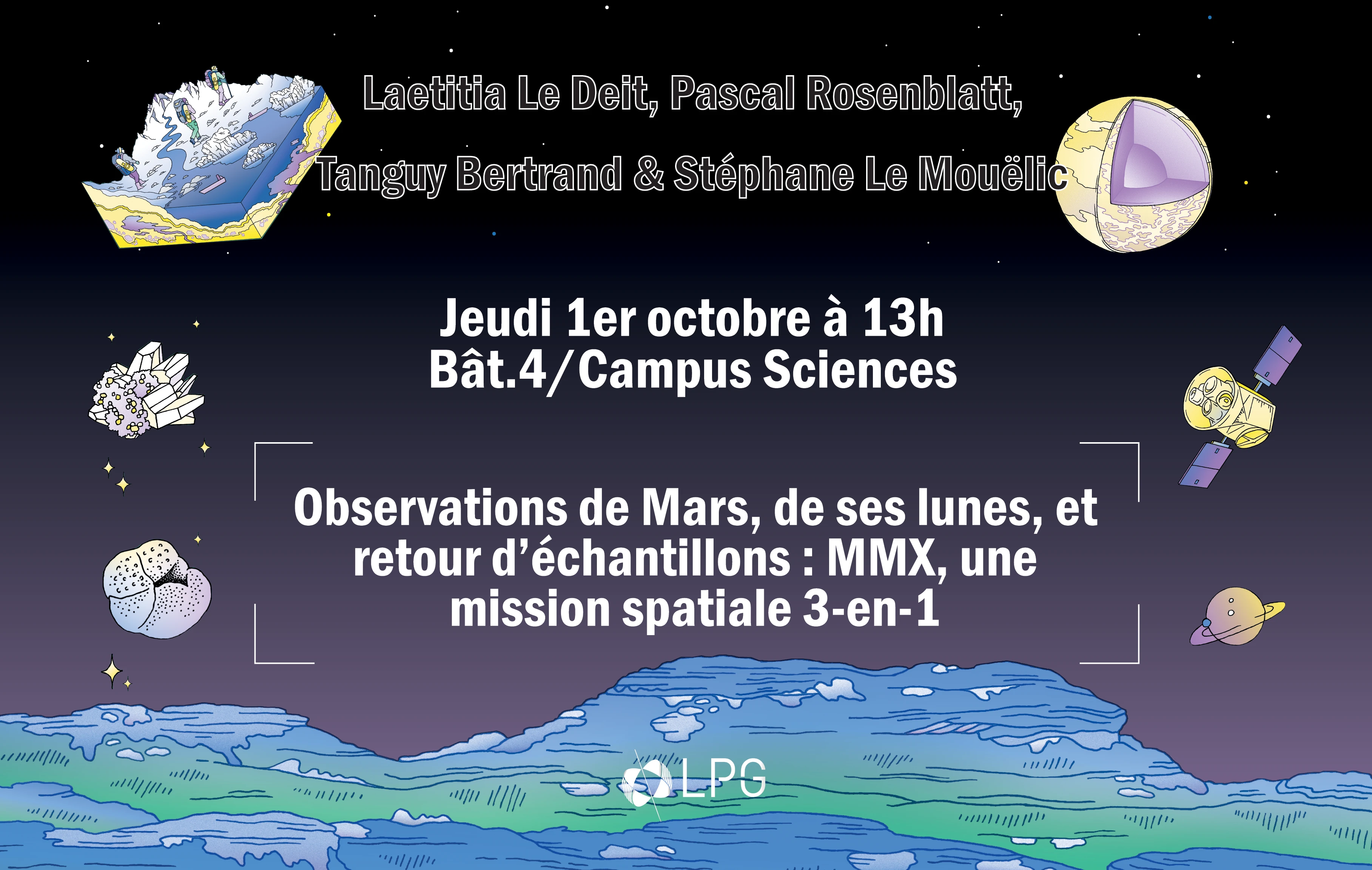 Séminaire : Observations de Mars, de ses lunes, et retour d'échantillons : MMX, une mission spatiale 3-en-1.
